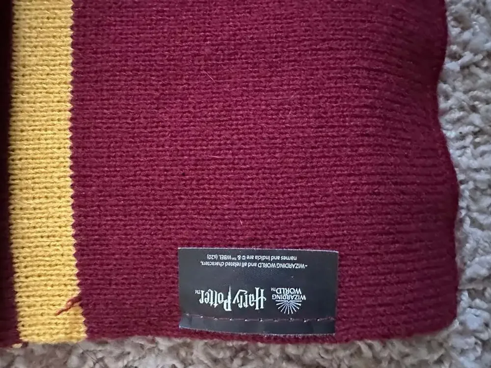 Harry Potter Gryffindor Striped Knit Scarf with House Crest Patch